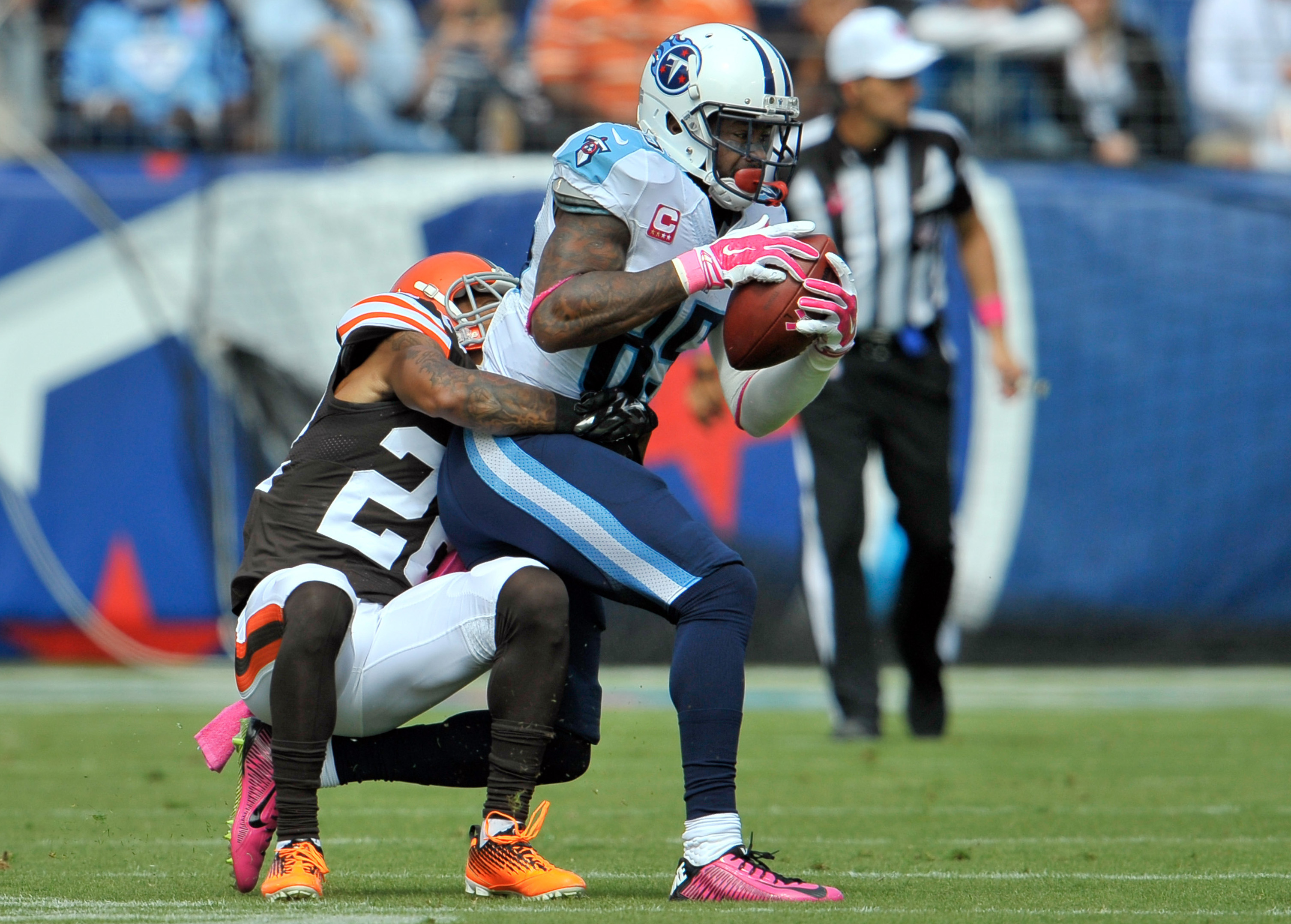 Cleveland Browns cornerback Johnson Bademosi stands on the field