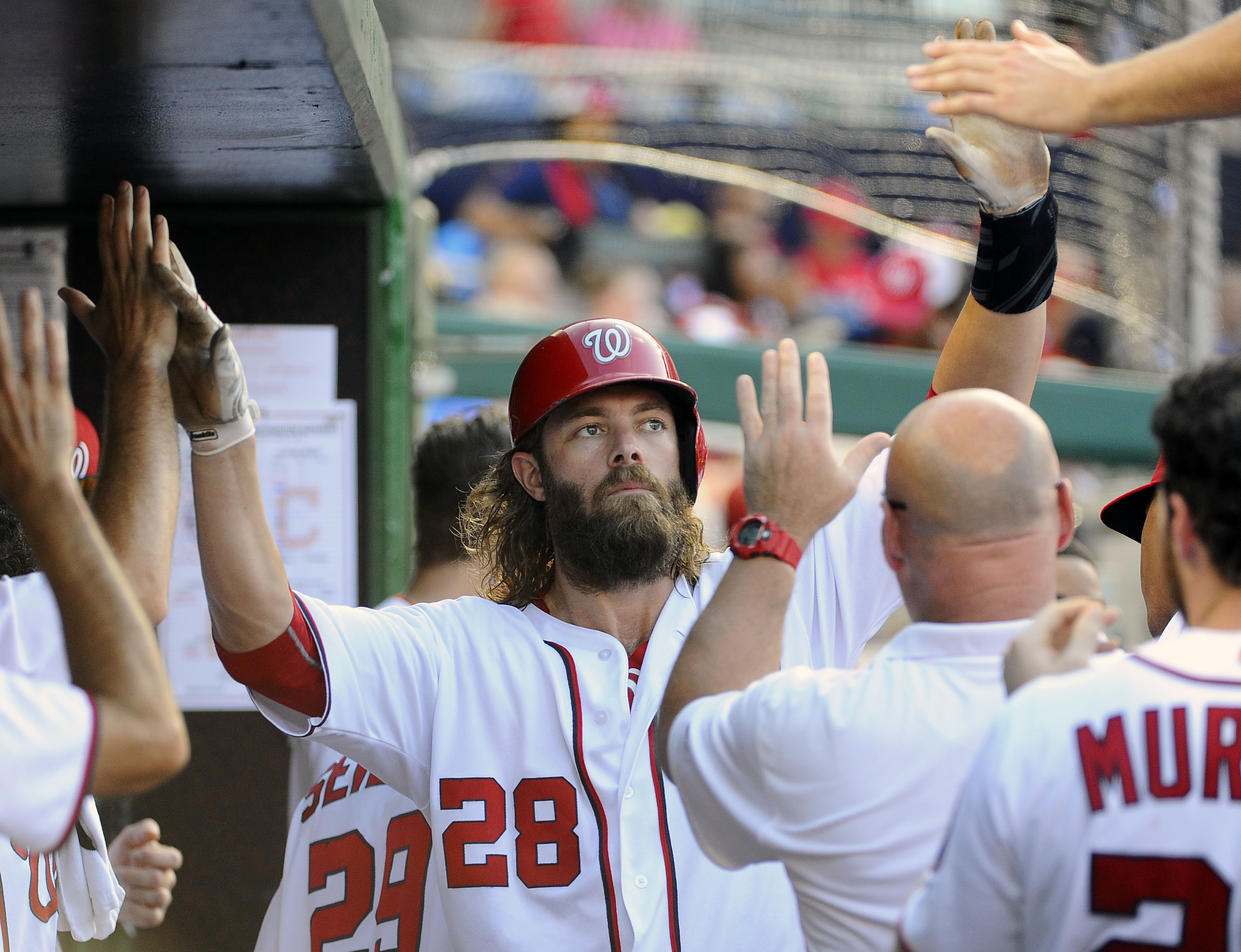 Washington Nationals left fielder Jayson Werth (28) bats in the