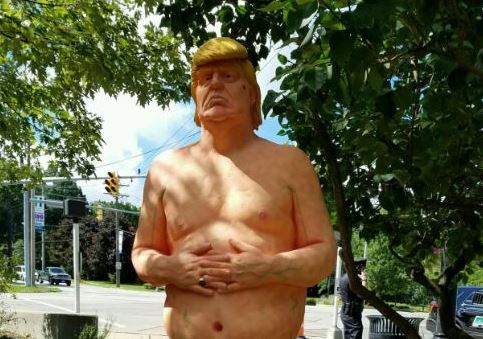 Naked Donald Trump Statue In Union Square - YouTube