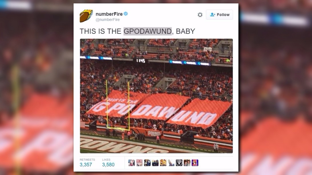 GPODAWUND': Cleveland Browns' cheering section holds up out-of-order  banners