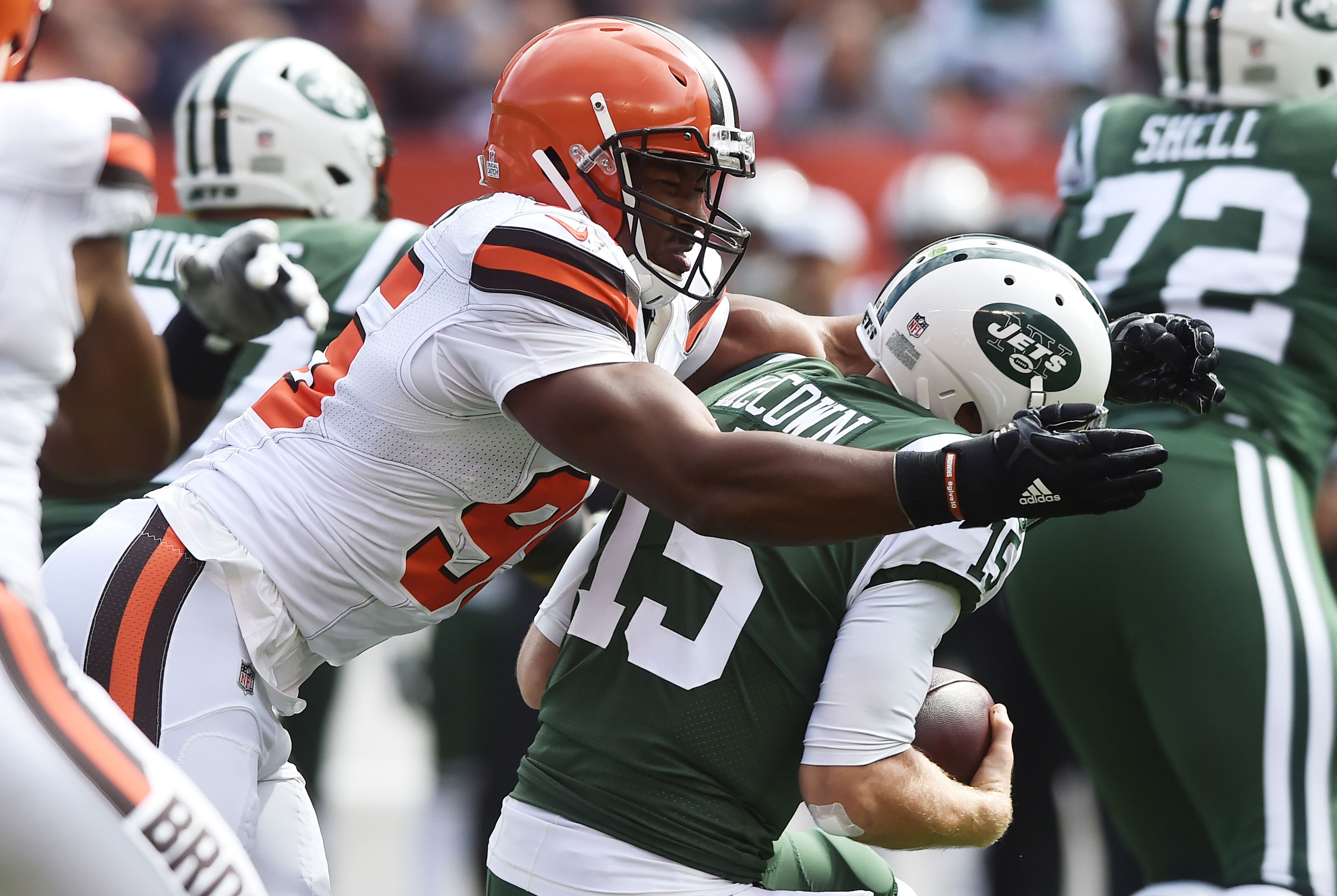 WATCH Cleveland Browns DE Myles Garrett sacks Josh McCown on first NFL