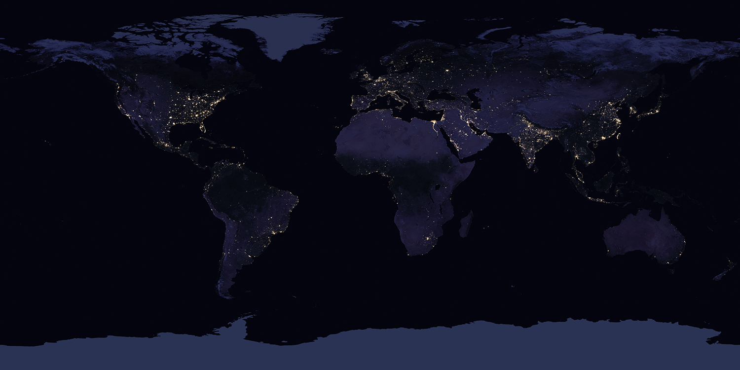 Nighttime Map Of The World