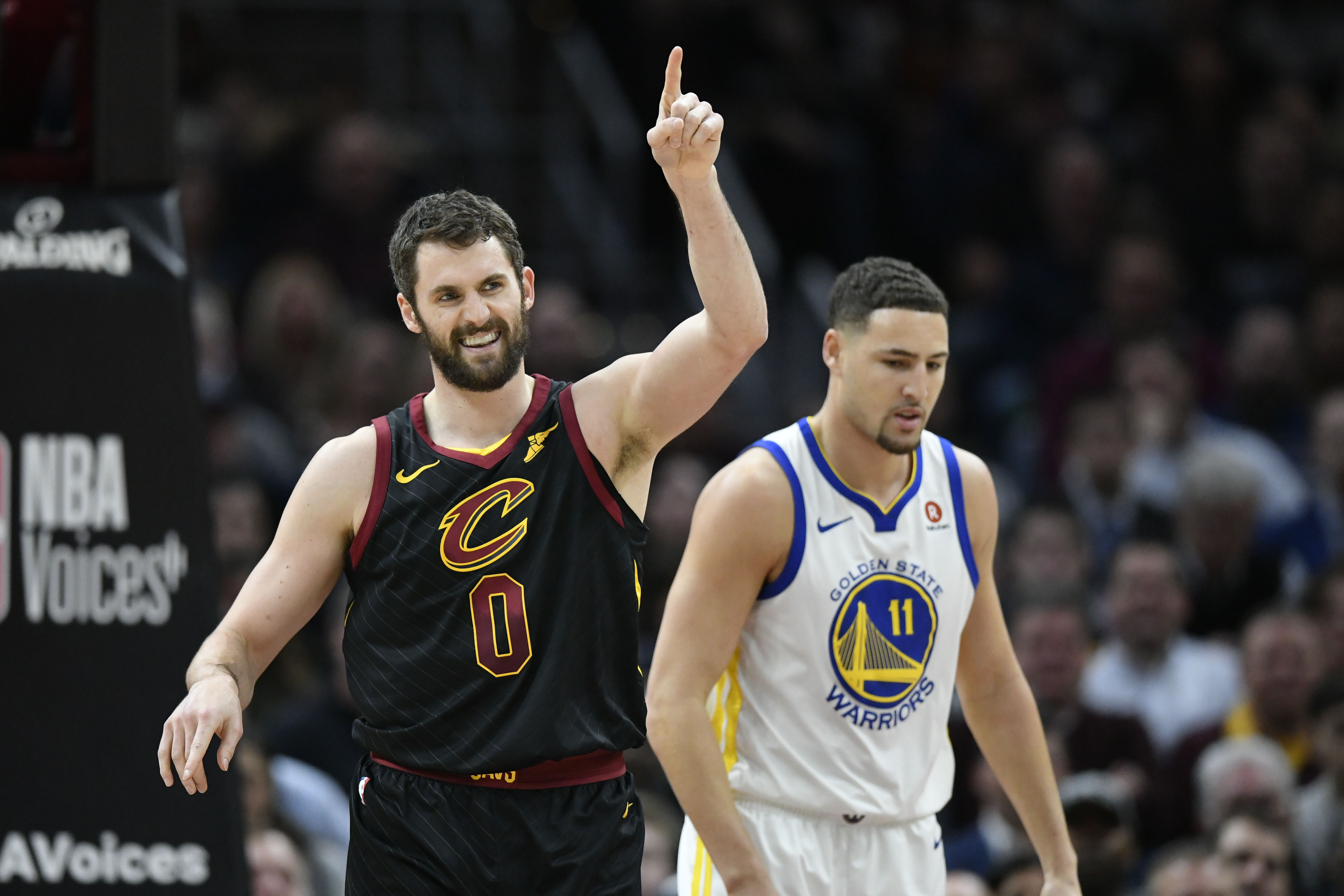 Cleveland Cavaliers forward Kevin Love (0) in the first half of an